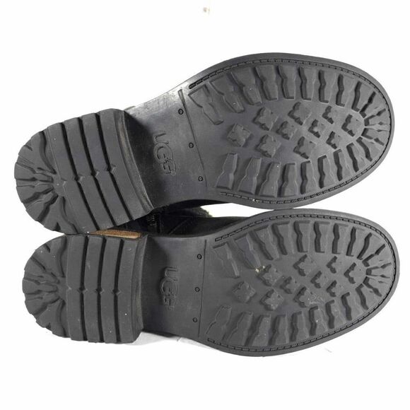 UGG Women's Blayre II US 6 Black Leather Side Zip Belted Shearling Boots - Picture 11 of 12